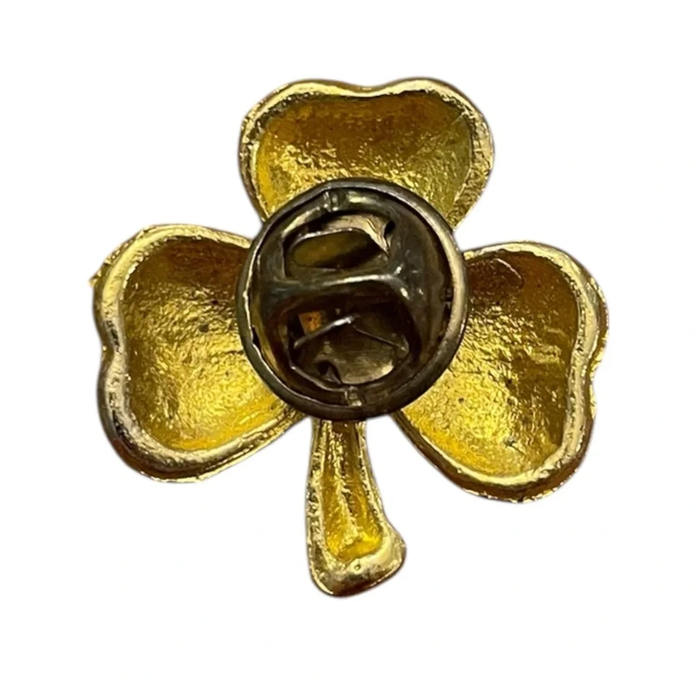 Shamrock‎ 3 Leaf Clover Green Giltter Gold Color Lapel Pin St Patrick's Day LUCK